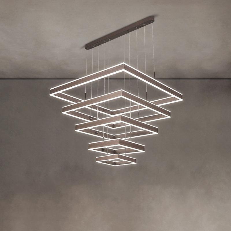 2/3/4 Tiers Square Living Room Chandelier Acrylic LED Pendant - Rebooters
