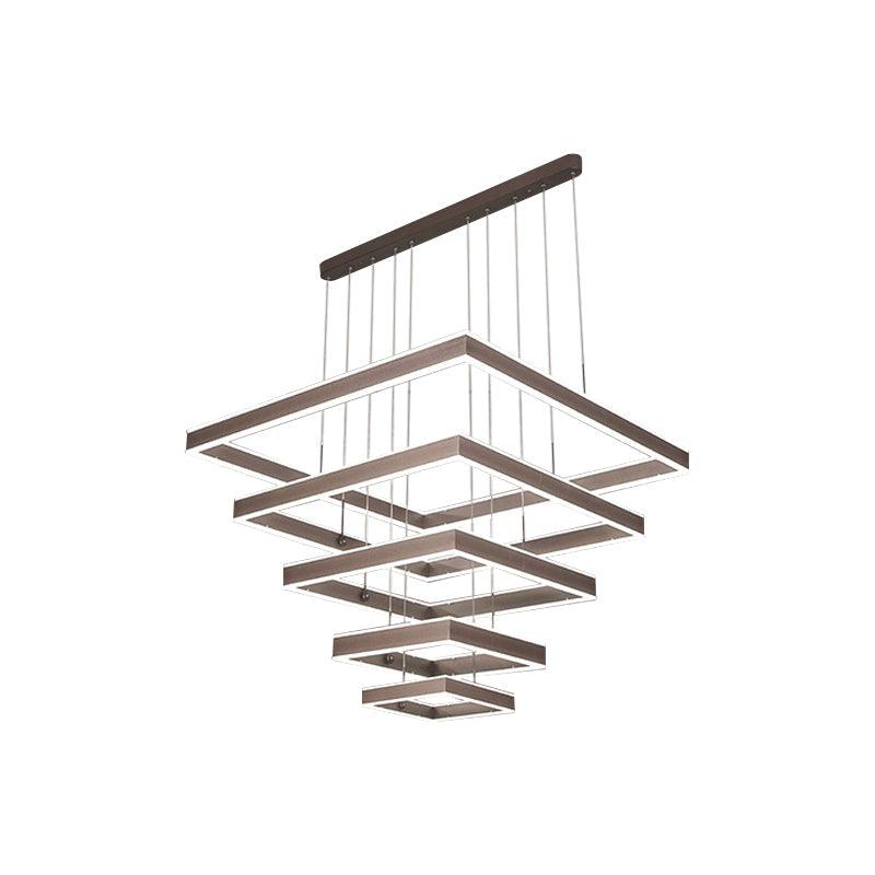 2/3/4 Tiers Square Living Room Chandelier Acrylic LED Pendant - Rebooters