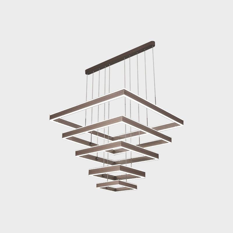 2/3/4 Tiers Square Living Room Chandelier Acrylic LED Pendant - Rebooters