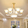 Traditional Morning Glory Chandelier 6/8/12 Lights Opal Frosted Glass Lamp in White - Rebooters
