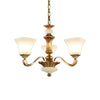 White Glass Pagoda Up Chandelier Traditional 3/6-Head Light - Rebooters