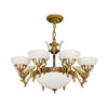 Brass 9 Lights Hanging Light Kit Traditional Milk Glass Chandelier - Rebooters