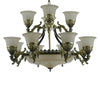 Bronze Bell Up Chandelier Light Traditional Opaline Glass 15 Bulbs - Rebooters
