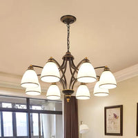 6/8 Lights Chandelier Retro Cylinder Clear Crystal White Glass - Rebooters