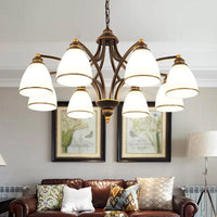 6/8 Lights Chandelier Retro Cylinder Clear Crystal White Glass - Rebooters