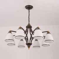 6/8 Lights Chandelier Retro Cylinder Clear Crystal White Glass - Rebooters