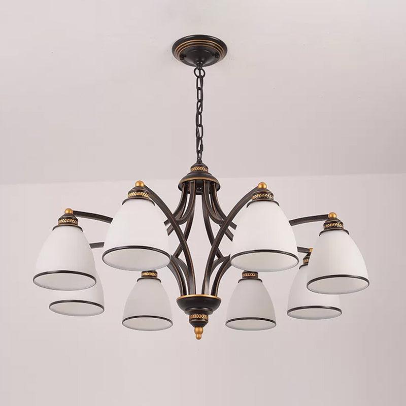 6/8 Lights Chandelier Retro Cylinder Clear Crystal White Glass - Rebooters