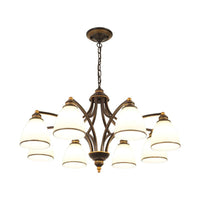 6/8 Lights Chandelier Retro Cylinder Clear Crystal White Glass - Rebooters