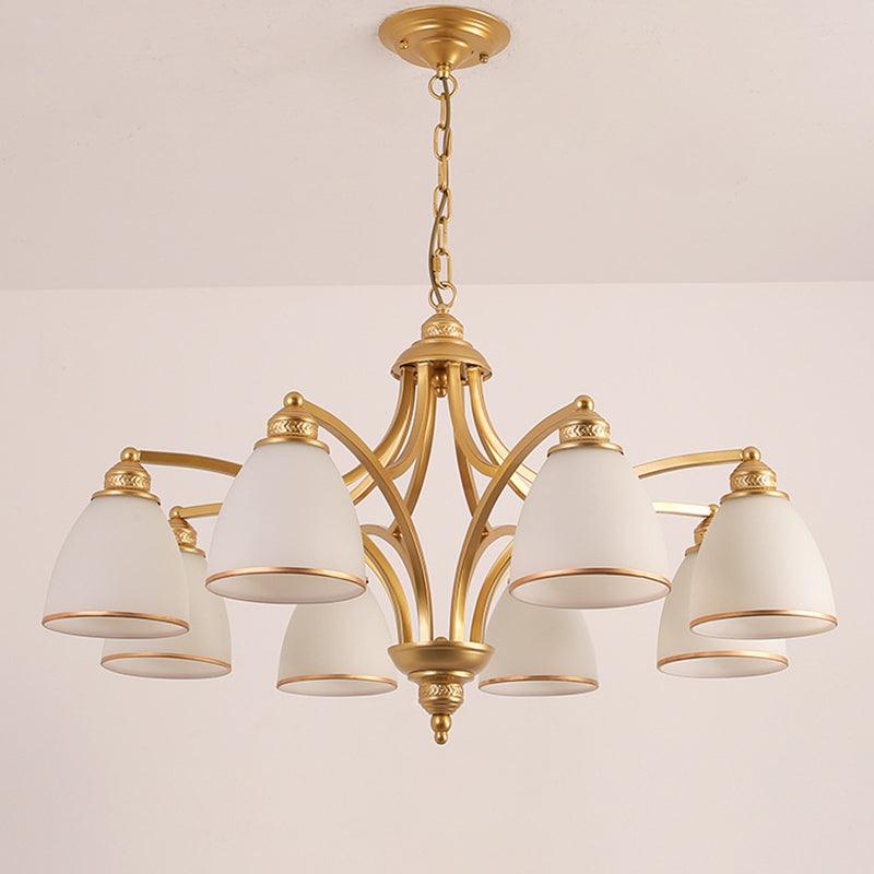 6/8 Lights Chandelier Retro Cylinder Clear Crystal White Glass - Rebooters