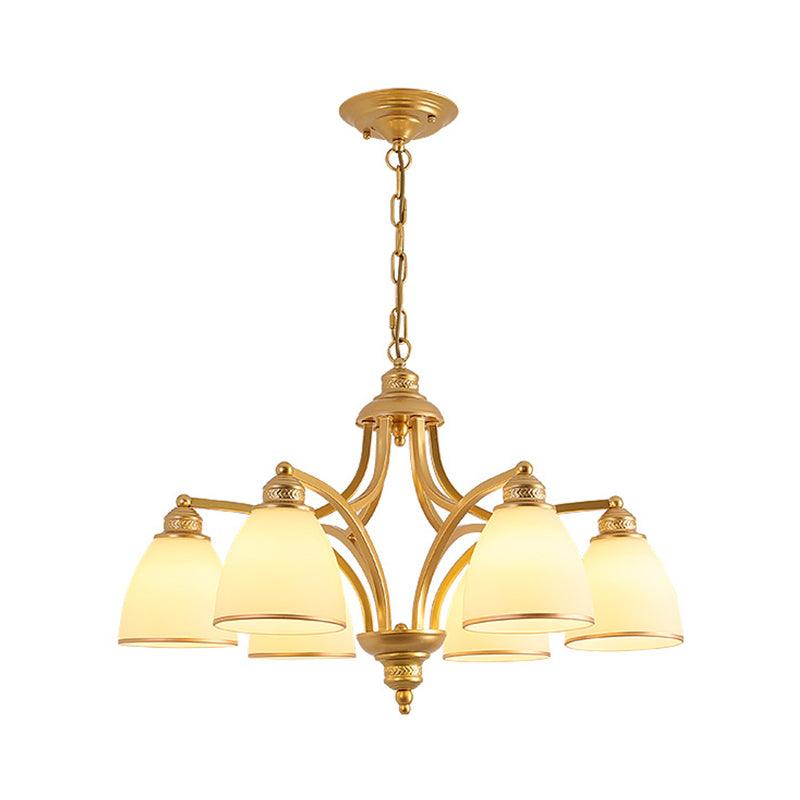 6/8 Lights Chandelier Retro Cylinder Clear Crystal White Glass - Rebooters