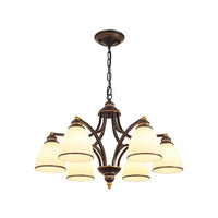 6/8 Lights Chandelier Retro Cylinder Clear Crystal White Glass - Rebooters