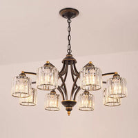 6/8 Lights Chandelier Retro Cylinder Clear Crystal White Glass - Rebooters