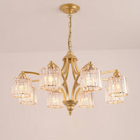 6/8 Lights Chandelier Retro Cylinder Clear Crystal White Glass - Rebooters