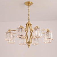 6/8 Lights Chandelier Retro Cylinder Clear Crystal White Glass - Rebooters