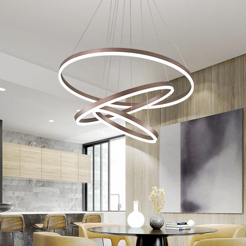 2/3 Tiers Aluminum Pendant Light Fixture Minimalistic White/Coffee LED Chandelier - Rebooters