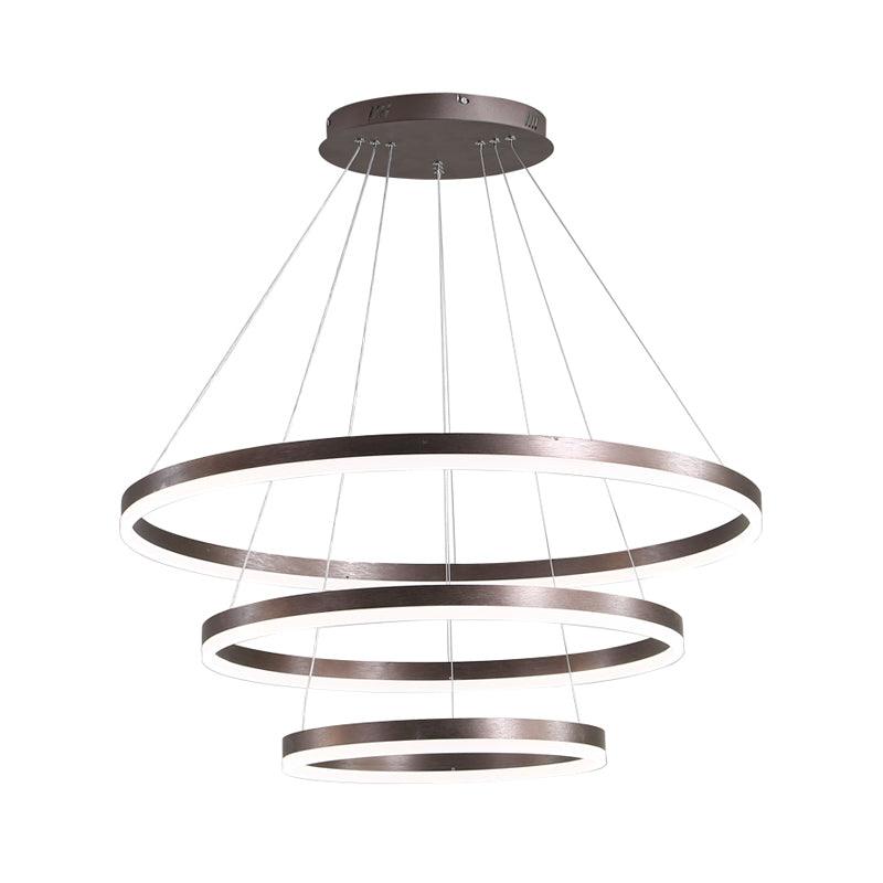 2/3 Tiers Aluminum Pendant Light Fixture Minimalistic White/Coffee LED Chandelier - Rebooters