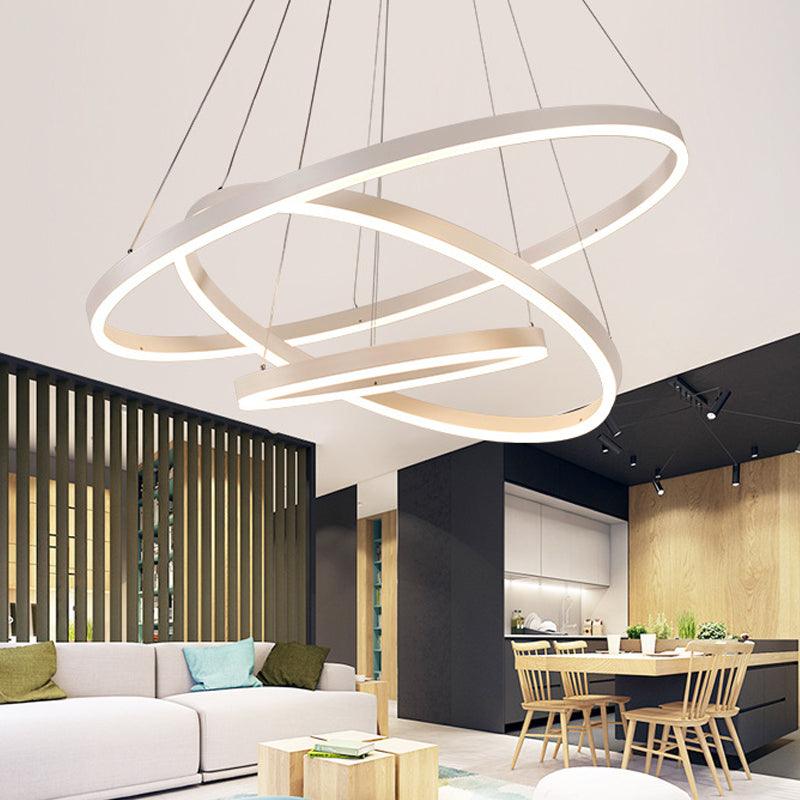 2/3 Tiers Aluminum Pendant Light Fixture Minimalistic White/Coffee LED Chandelier - Rebooters