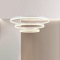 2/3 Tiers Aluminum Pendant Light Fixture Minimalistic White/Coffee LED Chandelier - Rebooters