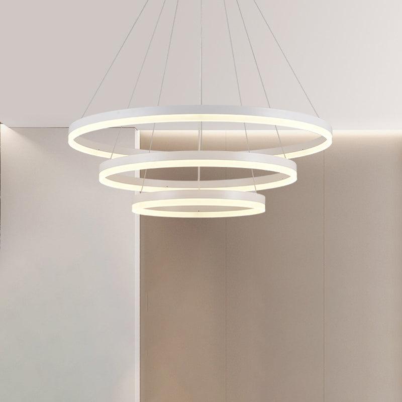 2/3 Tiers Aluminum Pendant Light Fixture Minimalistic White/Coffee LED Chandelier - Rebooters