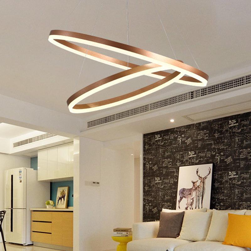 2/3 Tiers Aluminum Pendant Light Fixture Minimalistic White/Coffee LED Chandelier - Rebooters