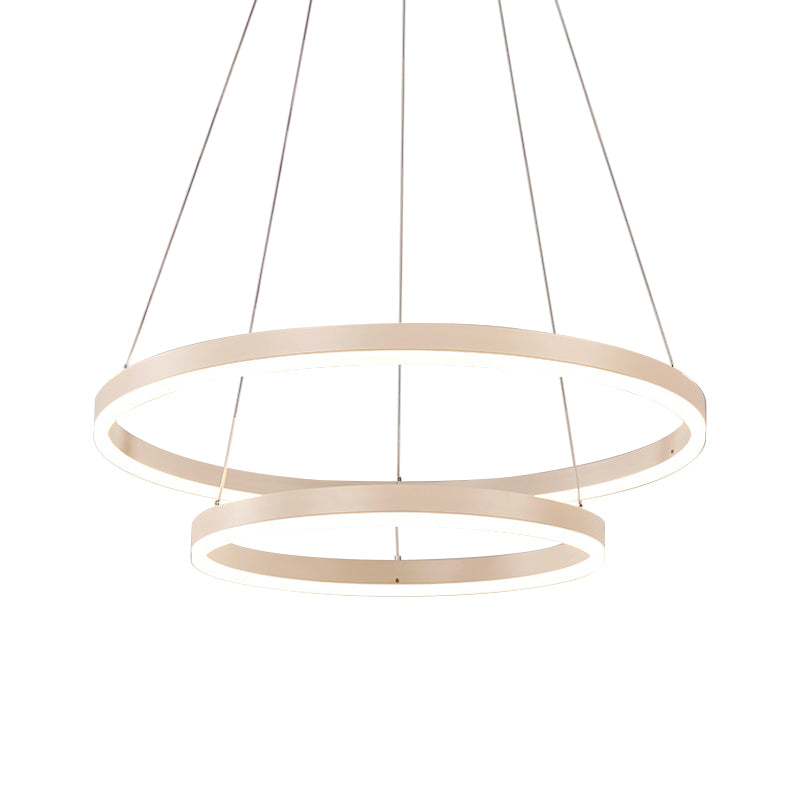 2/3 Tiers Aluminum Pendant Light Fixture Minimalistic White/Coffee LED Chandelier - Rebooters