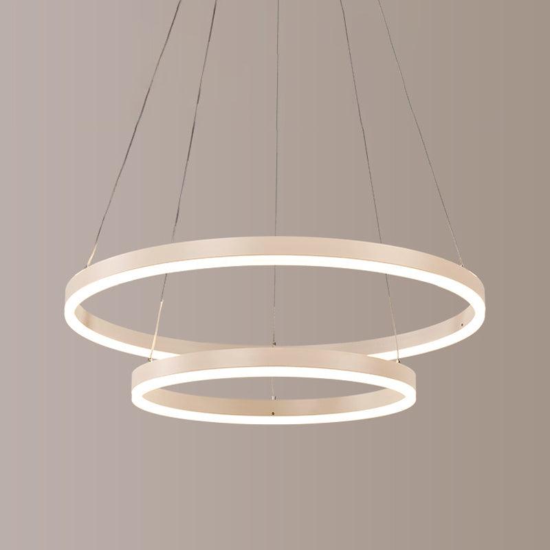2/3 Tiers Aluminum Pendant Light Fixture Minimalistic White/Coffee LED Chandelier - Rebooters