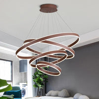 Acrylic 1/2/3-Tiered Hoop Shaped Pendant Brown LED Chandelier - Rebooters