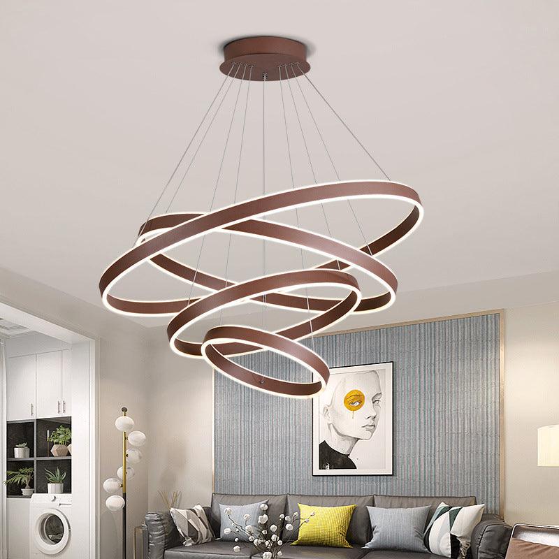 Acrylic 1/2/3-Tiered Hoop Shaped Pendant Brown LED Chandelier - Rebooters
