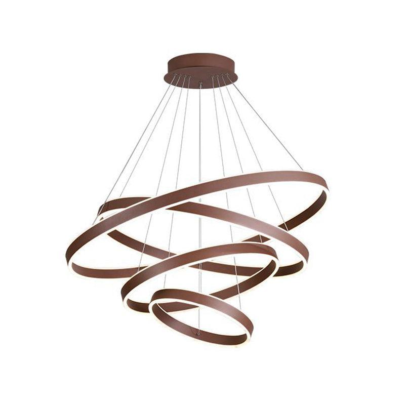 Acrylic 1/2/3-Tiered Hoop Shaped Pendant Brown LED Chandelier - Rebooters