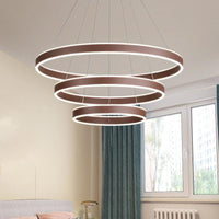 Acrylic 1/2/3-Tiered Hoop Shaped Pendant Brown LED Chandelier - Rebooters