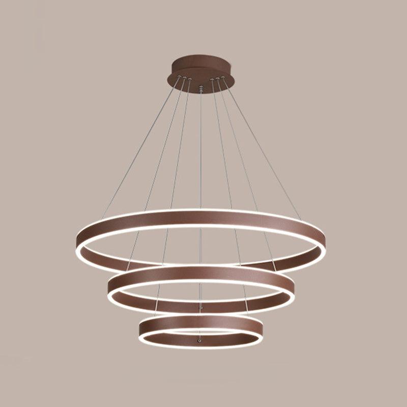Acrylic 1/2/3-Tiered Hoop Shaped Pendant Brown LED Chandelier - Rebooters