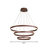 Acrylic 1/2/3-Tiered Hoop Shaped Pendant Brown LED Chandelier - Rebooters