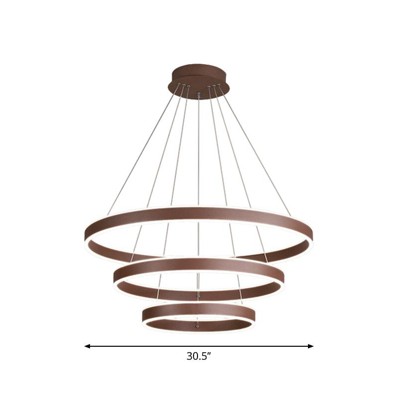 Acrylic 1/2/3-Tiered Hoop Shaped Pendant Brown LED Chandelier - Rebooters