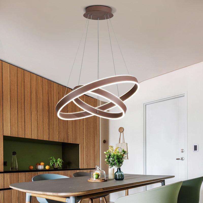 Acrylic 1/2/3-Tiered Hoop Shaped Pendant Brown LED Chandelier - Rebooters