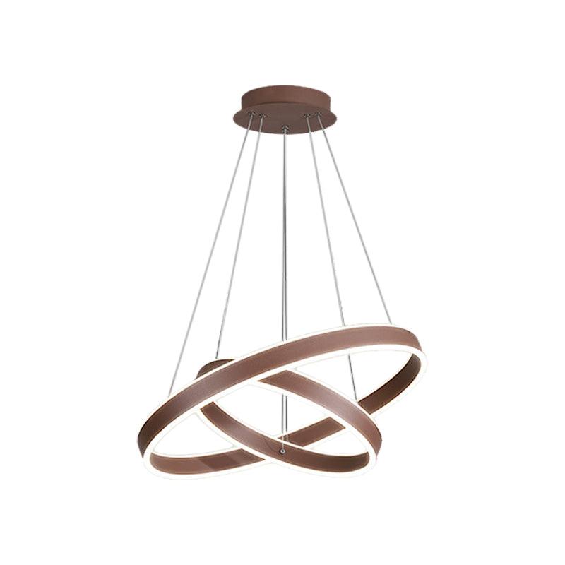 Acrylic 1/2/3-Tiered Hoop Shaped Pendant Brown LED Chandelier - Rebooters