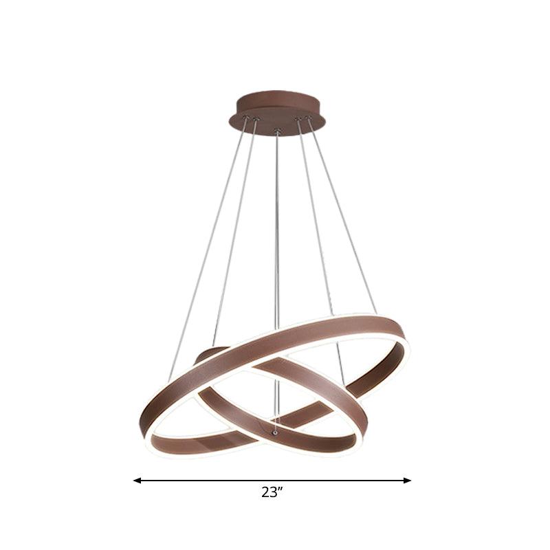 Acrylic 1/2/3-Tiered Hoop Shaped Pendant Brown LED Chandelier - Rebooters