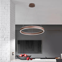 Acrylic 1/2/3-Tiered Hoop Shaped Pendant Brown LED Chandelier - Rebooters