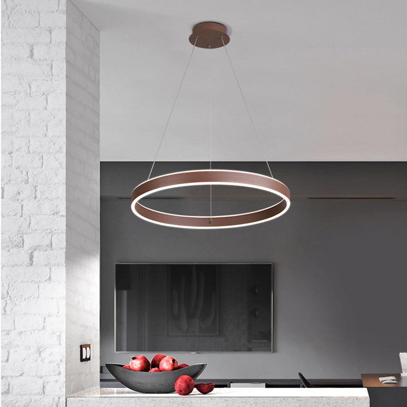 Acrylic 1/2/3-Tiered Hoop Shaped Pendant Brown LED Chandelier - Rebooters