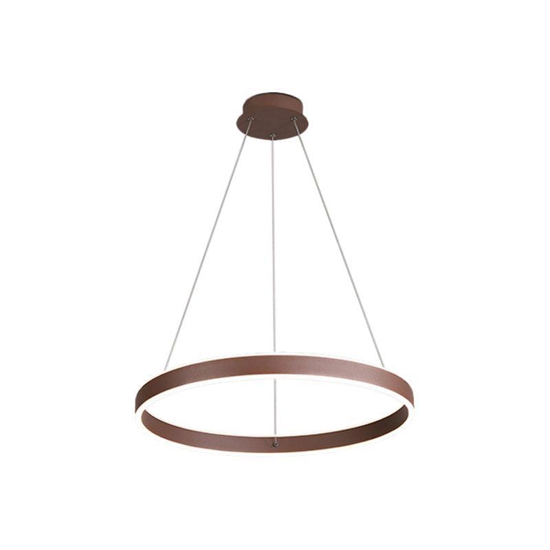 Acrylic 1/2/3-Tiered Hoop Shaped Pendant Brown LED Chandelier - Rebooters