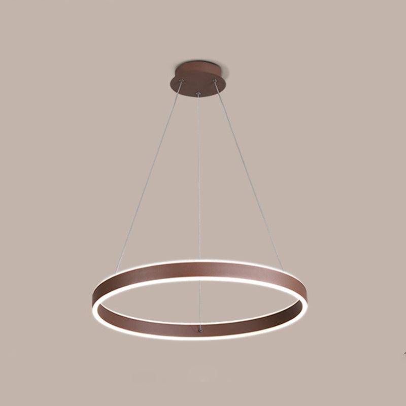 Acrylic 1/2/3-Tiered Hoop Shaped Pendant Brown LED Chandelier - Rebooters