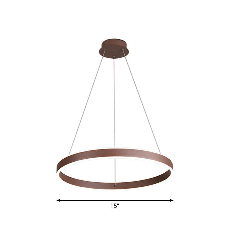 Acrylic 1/2/3-Tiered Hoop Shaped Pendant Brown LED Chandelier - Rebooters