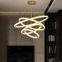 1/3/4-Tier Circle Acrylic Suspension Pendant Brass LED Chandelier - Rebooters