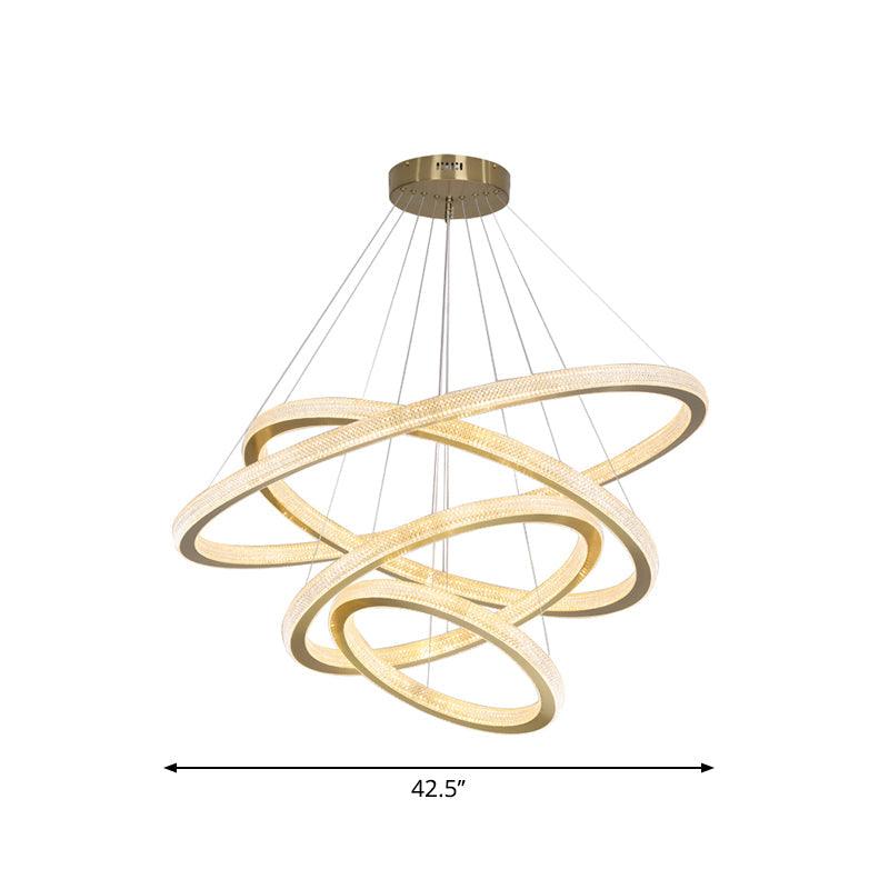 1/3/4-Tier Circle Acrylic Suspension Pendant Brass LED Chandelier - Rebooters
