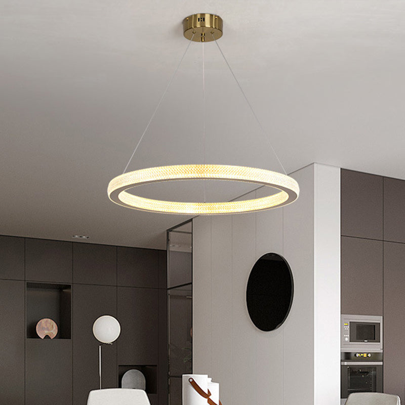 1/3/4-Tier Circle Acrylic Suspension Pendant Brass LED Chandelier - Rebooters