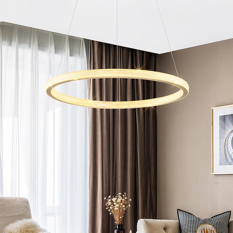 1/3/4-Tier Circle Acrylic Suspension Pendant Brass LED Chandelier - Rebooters