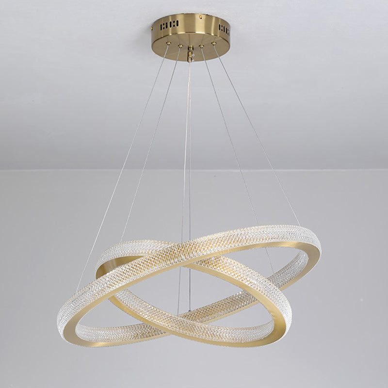 1/3/4-Tier Circle Acrylic Suspension Pendant Brass LED Chandelier - Rebooters