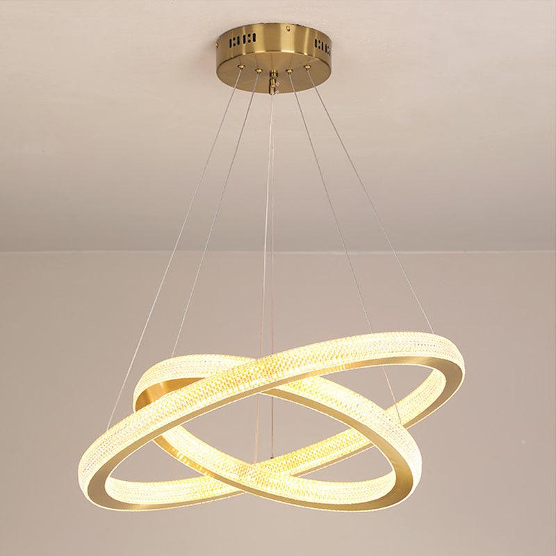 1/3/4-Tier Circle Acrylic Suspension Pendant Brass LED Chandelier - Rebooters