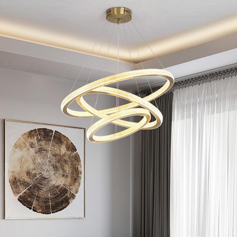 1/3/4-Tier Circle Acrylic Suspension Pendant Brass LED Chandelier - Rebooters