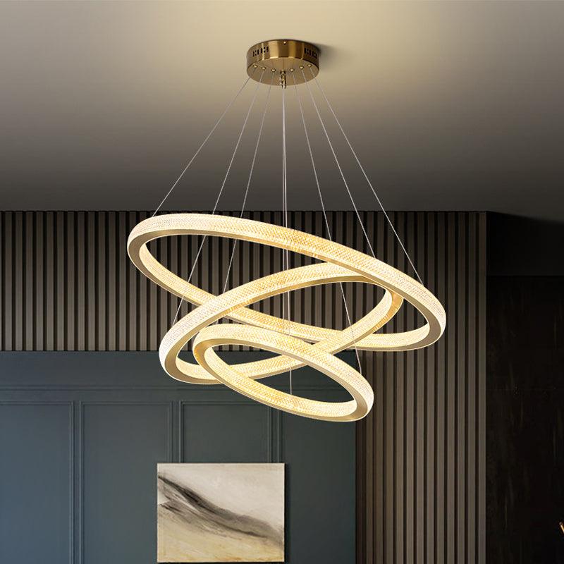 1/3/4-Tier Circle Acrylic Suspension Pendant Brass LED Chandelier - Rebooters