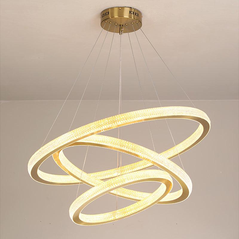 1/3/4-Tier Circle Acrylic Suspension Pendant Brass LED Chandelier - Rebooters